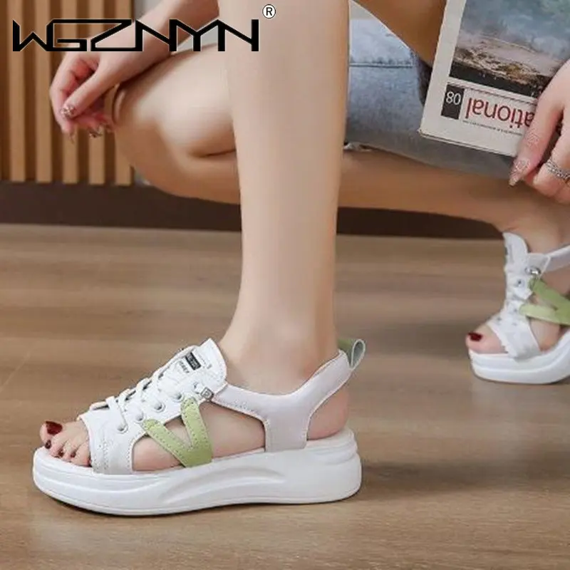 Women\'s Sandals Beach Shoes 2023 Summer Hollow Breathable Casual Sports Sneaker Fashion Female Platform All-match Streeat Sandls