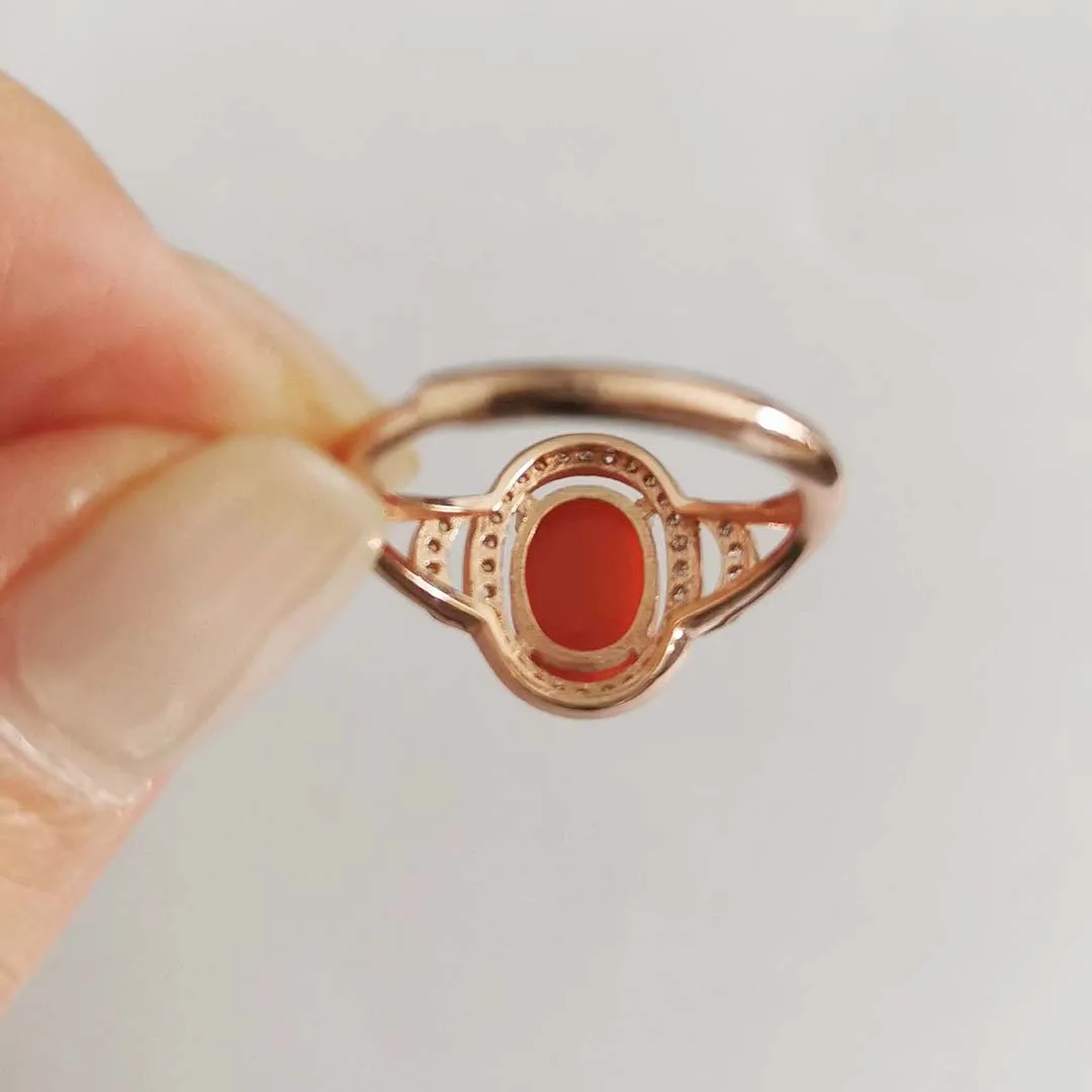 FS 7*9mm Natural Red Coral/Opal Fashion Ring for Women Real S925 Sterling Silver Fine Weddings Jewelry With Certificate MeiBaPJ