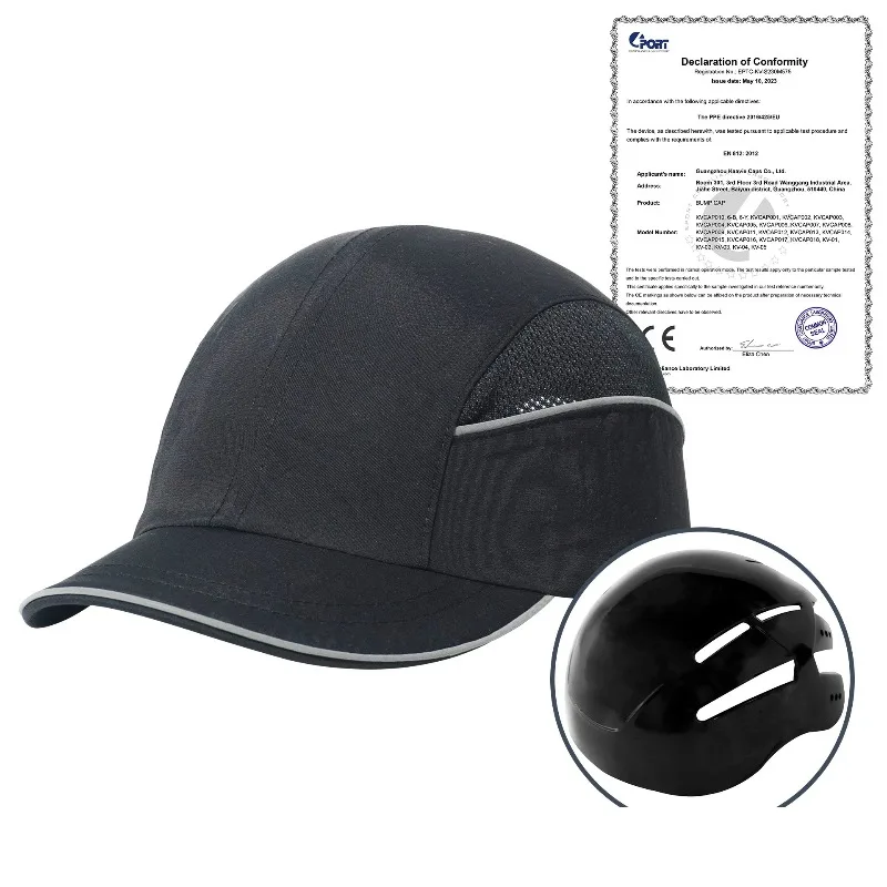 قبعة أمان بيسبول معتمدة من EN812 - حماية من الصدمات FR/ESD خفيفة الوزن للكهربائيين والعمال الصناعيين في مكان العمل