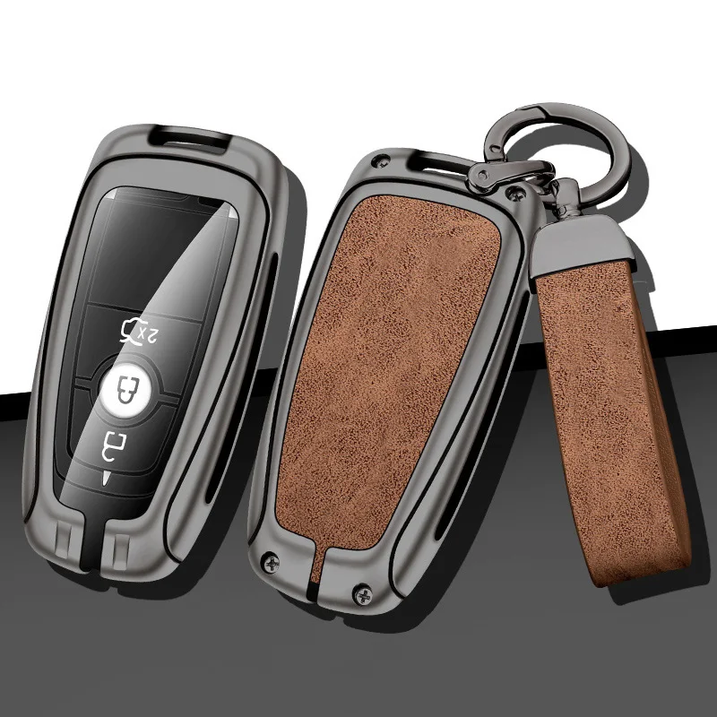 Funda de cuero para llave de coche, Protector de Metal para Ford Raptor F150 Explorer Mustang Fusion Escape F250 F350 F450 RAPTOR, piezas de automóvil