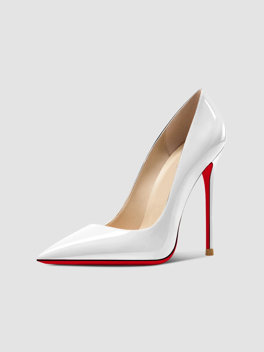 

Новые черные туфли на высоком каблуке 12 см на тонком каблуке, остроконечные и сексуальные профессиональные женские туфли, белые туфли больших размеров.