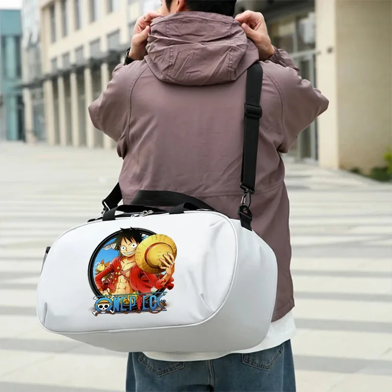 Sac de voyage imprimé dessin animé One Piece Luffy, sacs à bagages, camping en plein air, sac à dos haute capacité, Oxford, gril, sac de sport, cadeau