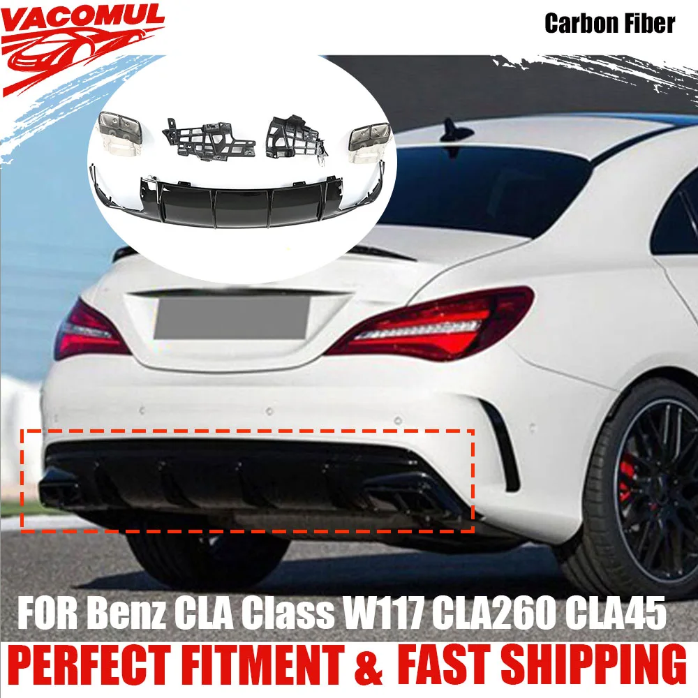

VACOMUL PP Rear Bumper Lip Diffuser With Exhaust Tips For Mercedes-Benz CLA Class W117 CLA260 CLA45 2013-2018