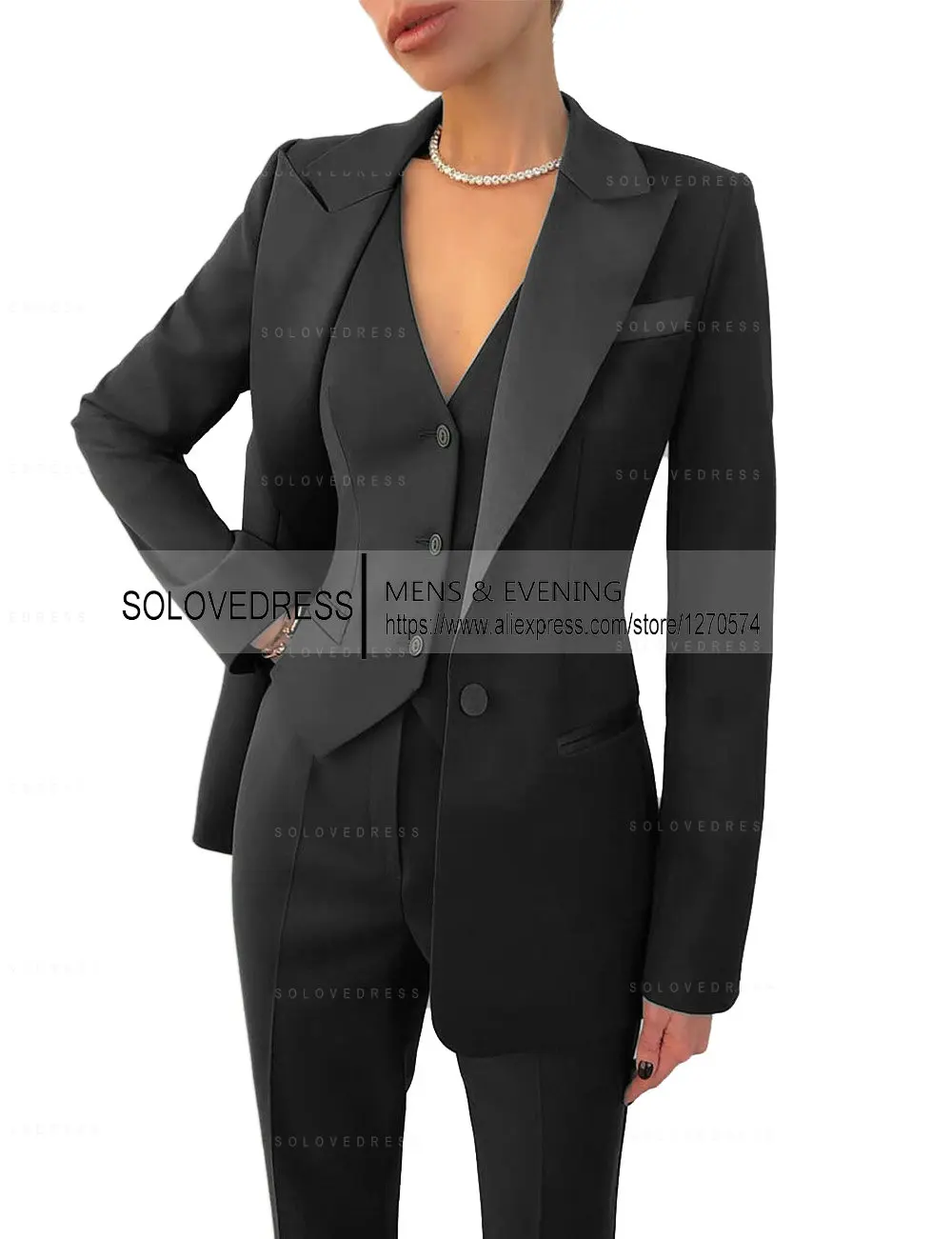 Imagem -03 - Conjunto de Terno de Negócios Feminino Lapela Notch Colete Single Breasted Trabalho de Escritório Ternos Senhora Blazer e Calças Peças