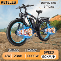 KETELES K800 Electric Bicycle 2000W Dual Motor 48V23AH Lithium Battery Hydraulic Disc Brake Electric Bike 26 Inch Fat Tire EBike