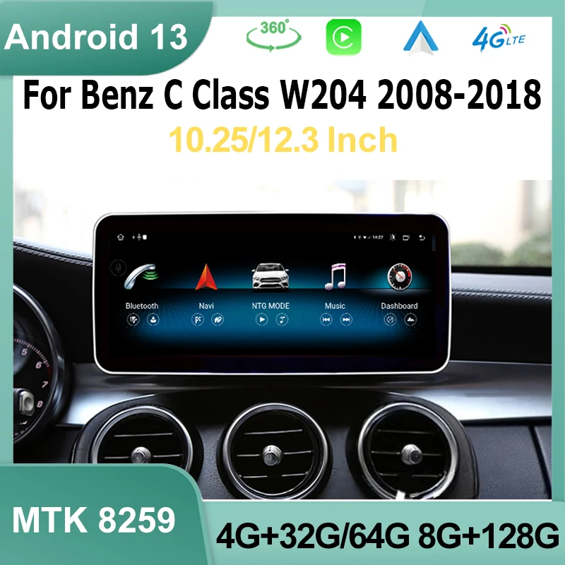 Android13 8Core Car Radio For Mercedes Benz C/V Class W204 W205 GLC X253 W446 Multimedia Player Carplay Auto Stereo GPS Navi 4G