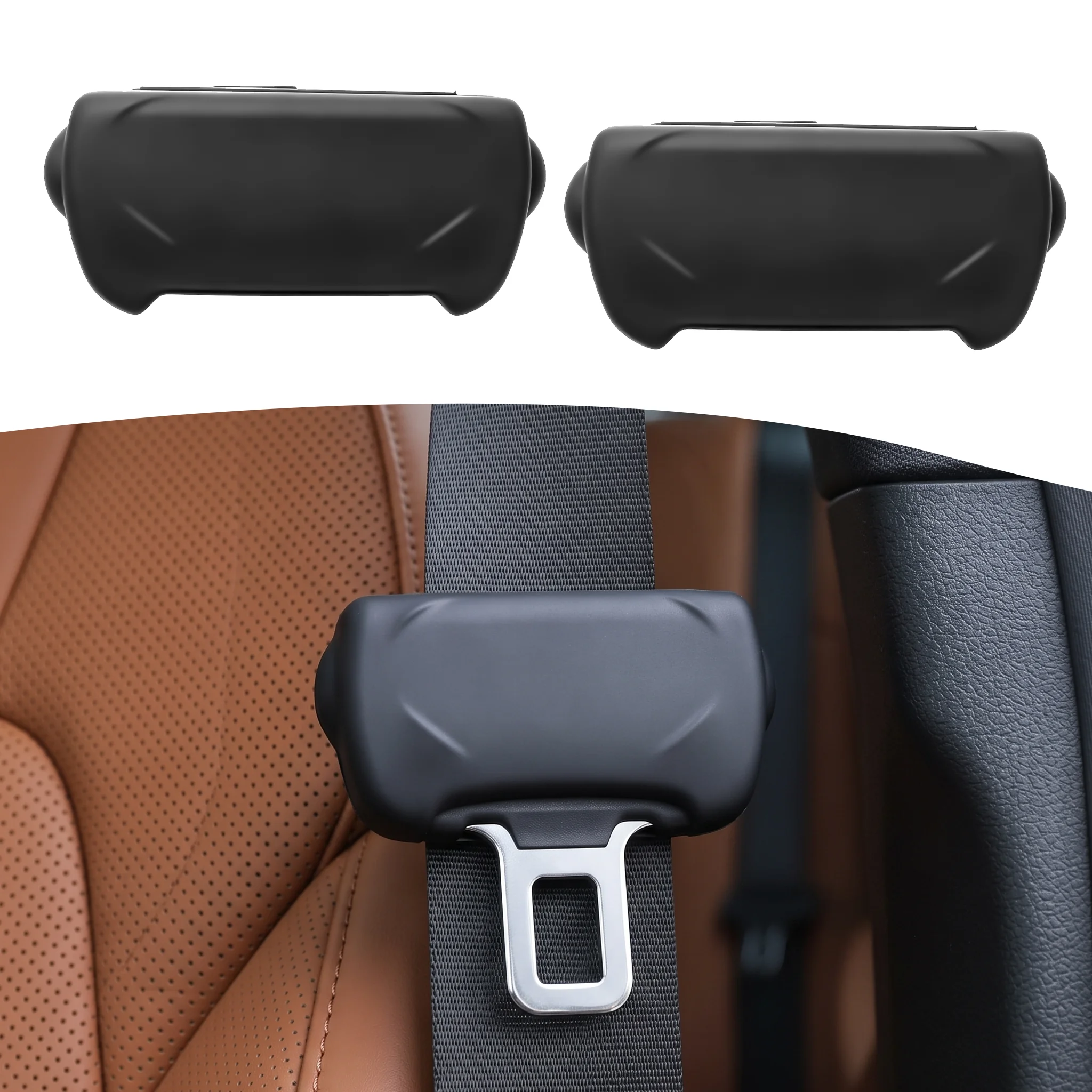 Seatbelt Buckle Protective Cover Silicone Collision Avoidance Car Safety Belt Clip Accessory For Tesla Model Y Juniper Model 3/Y