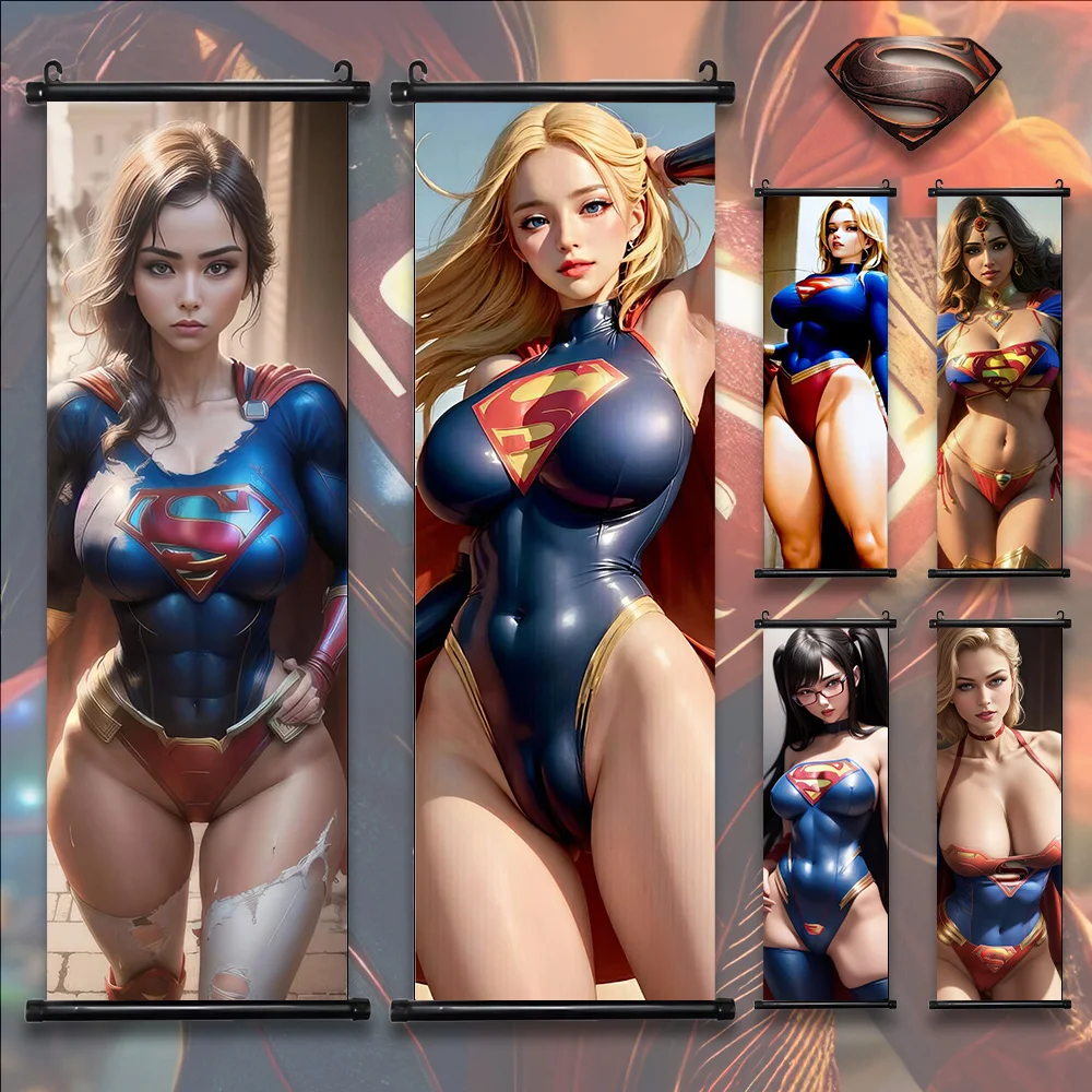 

DC Superwoman Poster Hanging Scroll Decor Movie Wallpaper Comic Wall Artwork Canva Superman Picture Print Home Decoration Art