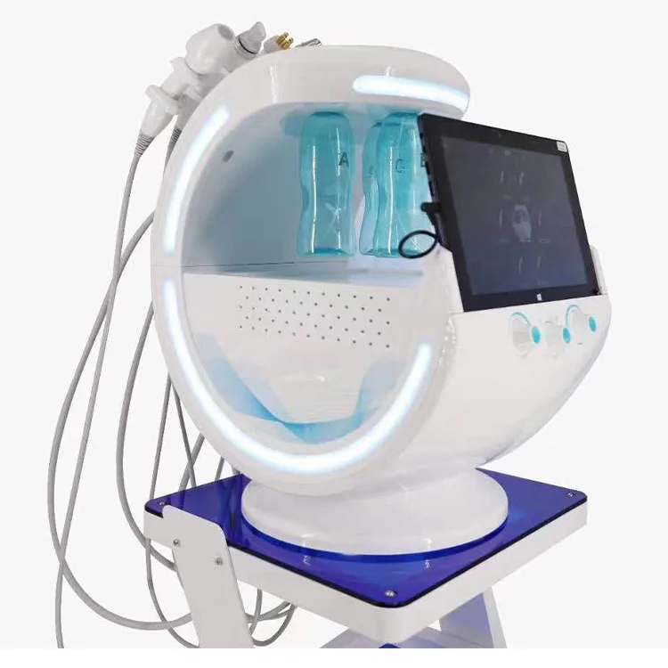 2021 hot sale 6 in 1 oxygen jet peeling moisturizing microdermabrasion intelligent ice blue skin management system