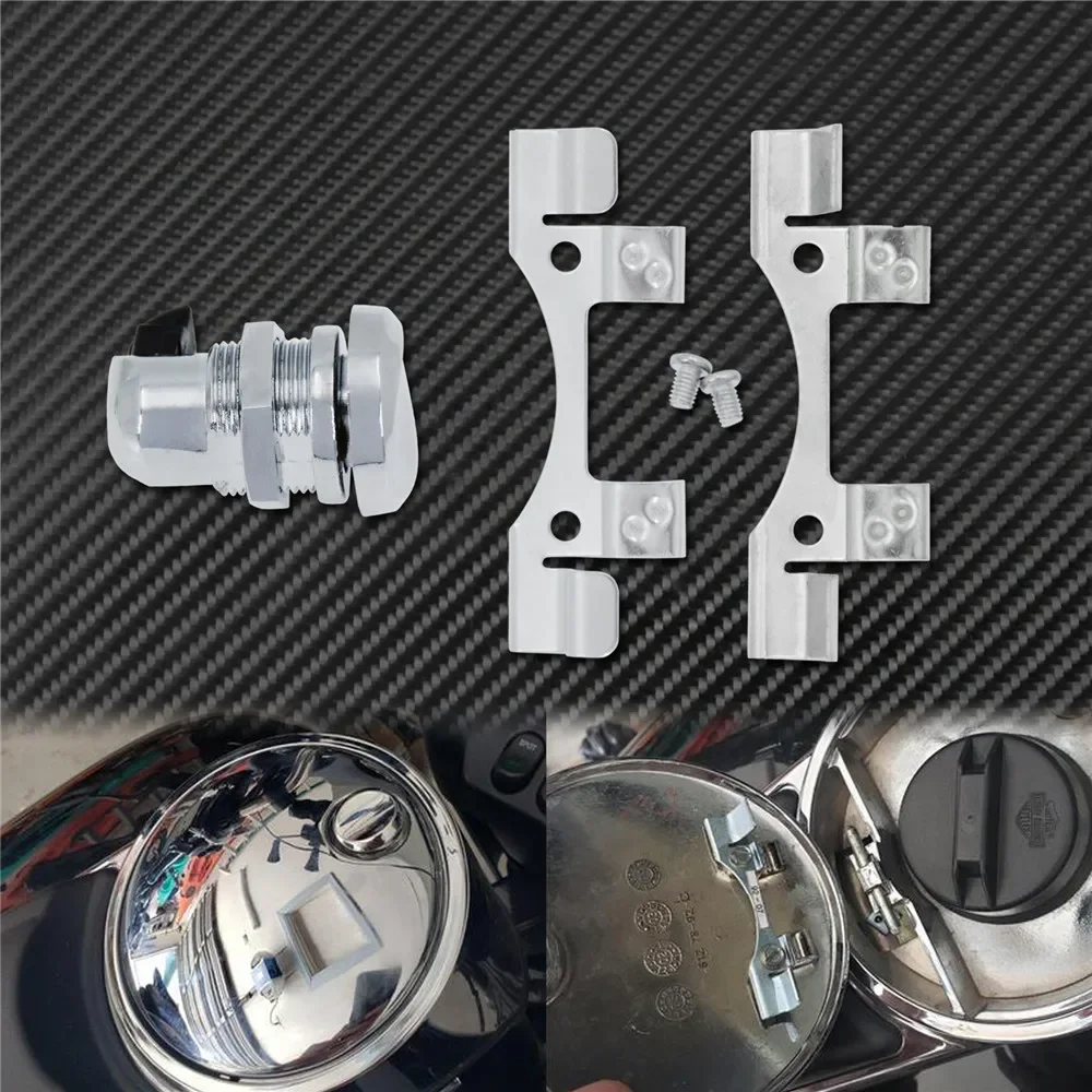 Motorcycle CNC Fuel Door Latch Push Button Gas Oil Cap Tank For Harley Touring Street Glide Electra Glide Road Glide 1992-2025