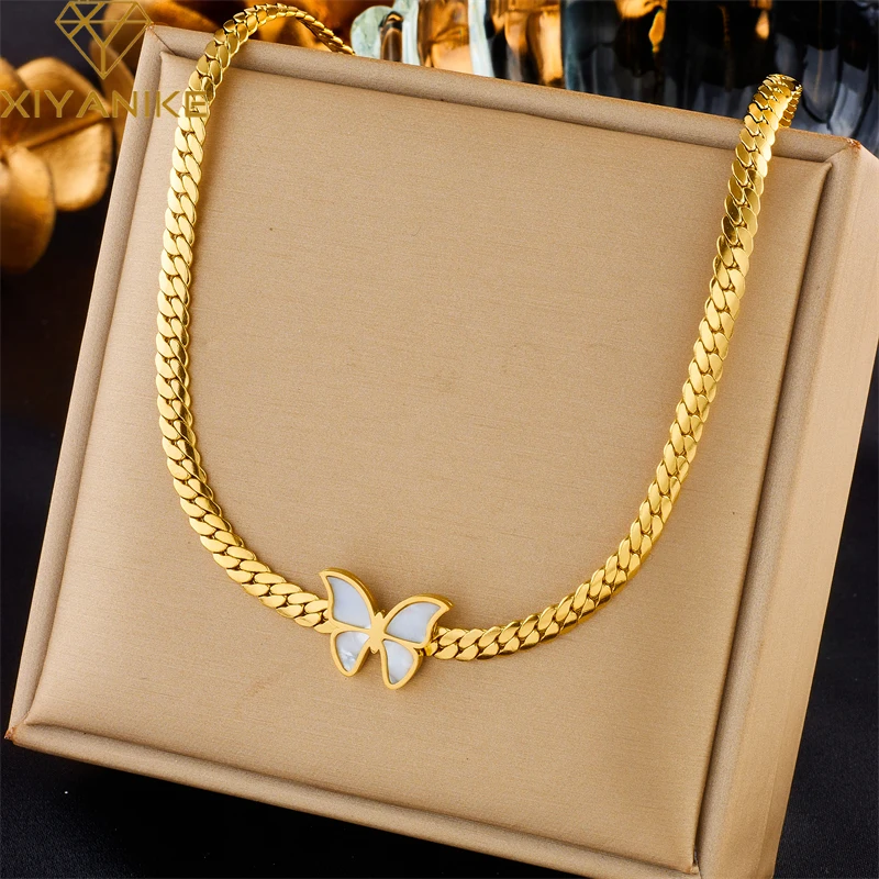 XIYANIKE 316L Stainless Steel Golden Necklace Butterfly Pendant New Arrival Accessories for Women Exquisite Jewelry Gift Collier