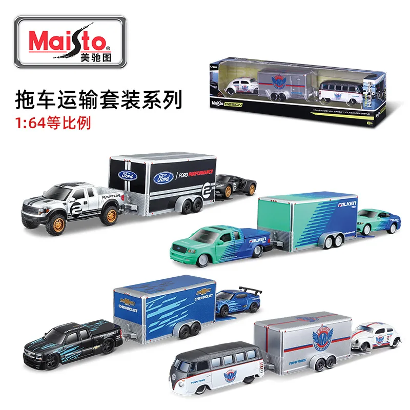 Original Maisto Three In One Trailer 1/64 Metal Diecast International Multiple Styles Model Toys Boys Collect Toys Birthday Gift