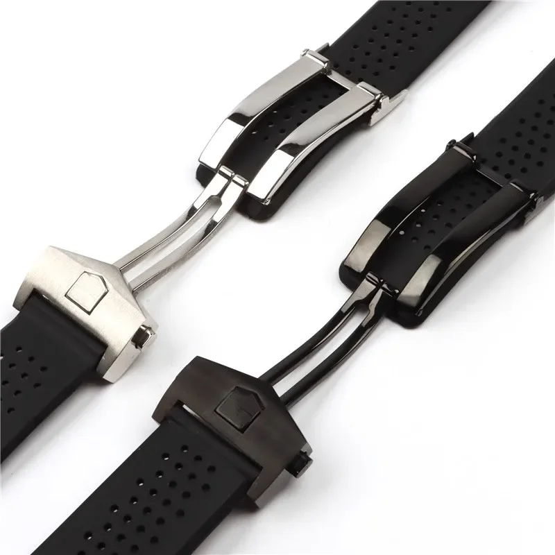 For TAG HEUER GRAND CARRERA AQUARACER Soft Silicone Wristband Men Watch Bracelet Rubber Breathable Watch Band 22mm 24mm