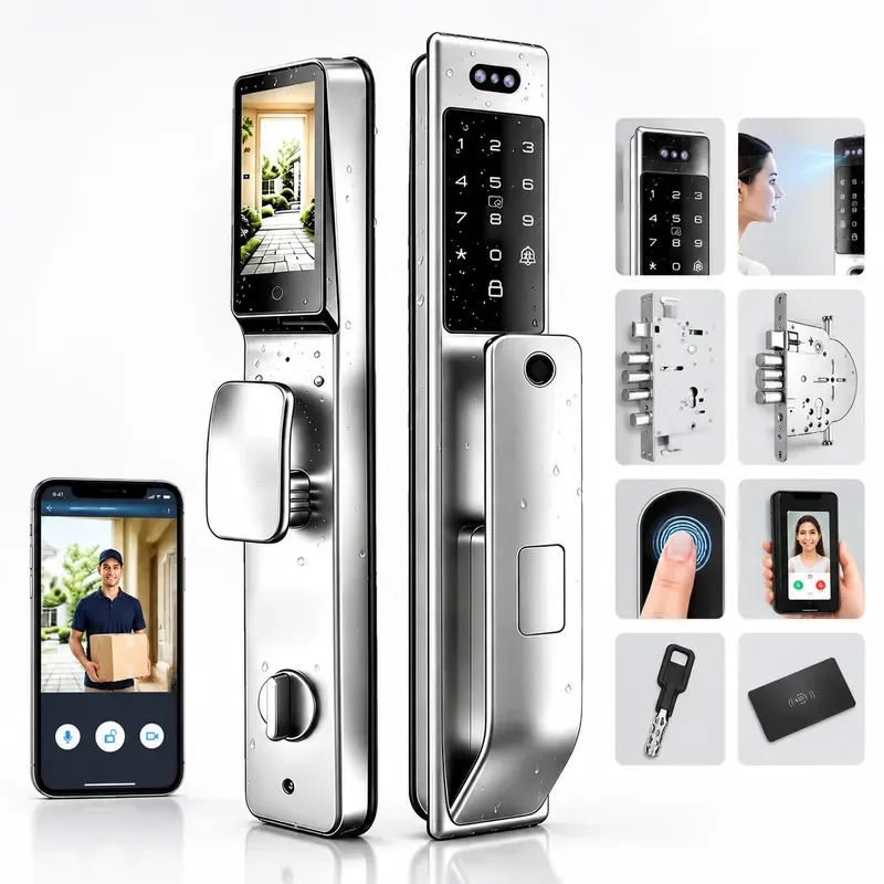 IP66 Waterproof Smart Door Lock 3D Face and Palm Vein Dual Biometric for Euro 6068 6085 5572 and Israel 6590 Lock Bodies