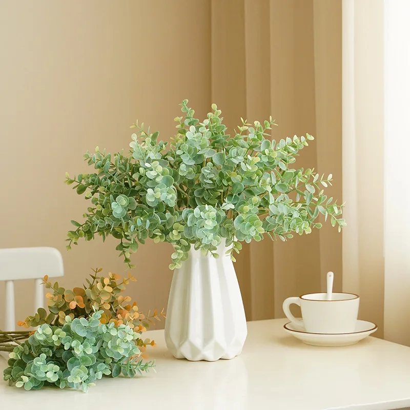 Artificial Plants Eucalyptus Bouquet For Home Wedding Decoration Green Decor Plastic Leaves Eucalipto Shooting Prop Fake Plant