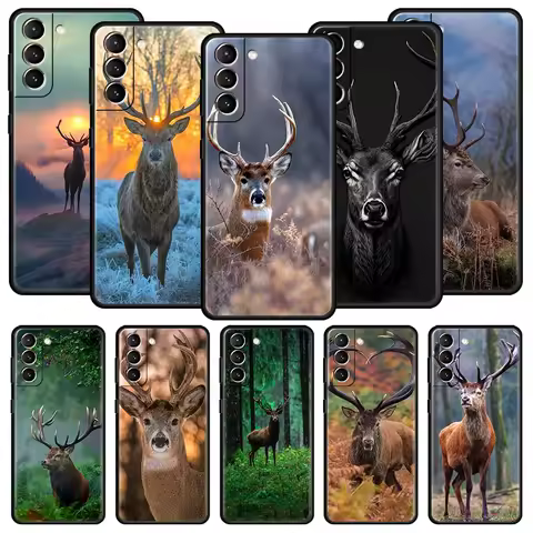 Deer Hunting Camo Phone Case For Samsung Galaxy S25 S24 S23 FE S22 Ultra S20 S21 5G S10 Plus S10E Soft Black Cover