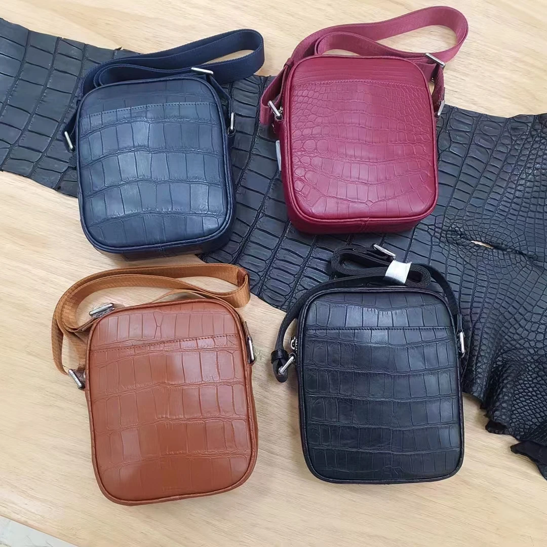 2023 new crocodile belly skin shoulder messenger men bag genuine alligator leather small size cross body outside daily phone bag