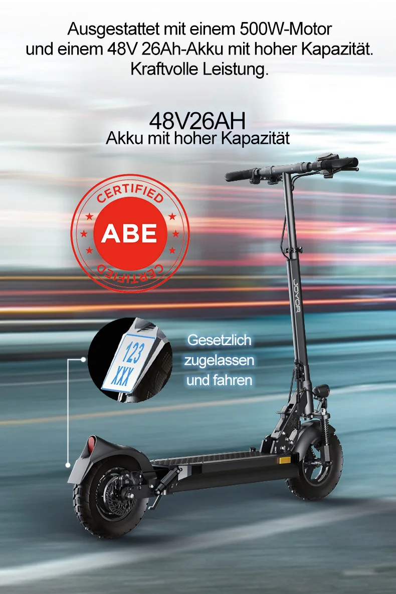 JOYOR Y8-S (ABE) Elektroroller 48V 26AH Akku 110KM Reichweite 10 Zoll Räder Große Kapazität Erwachsenen-City-E-Scooter – Detail 3