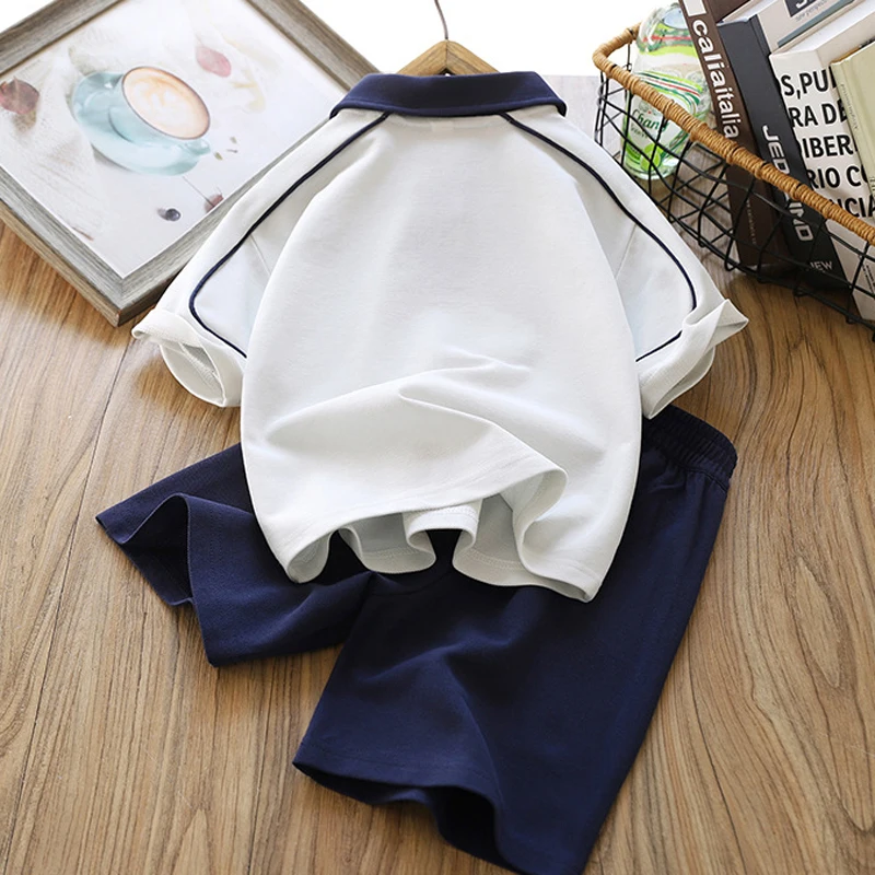 IYEAL Boys' Polo Shirt Set Summer Children's Korean Version Short Sleeved Two-Piece Set 2026 New Casual Summer Clothes