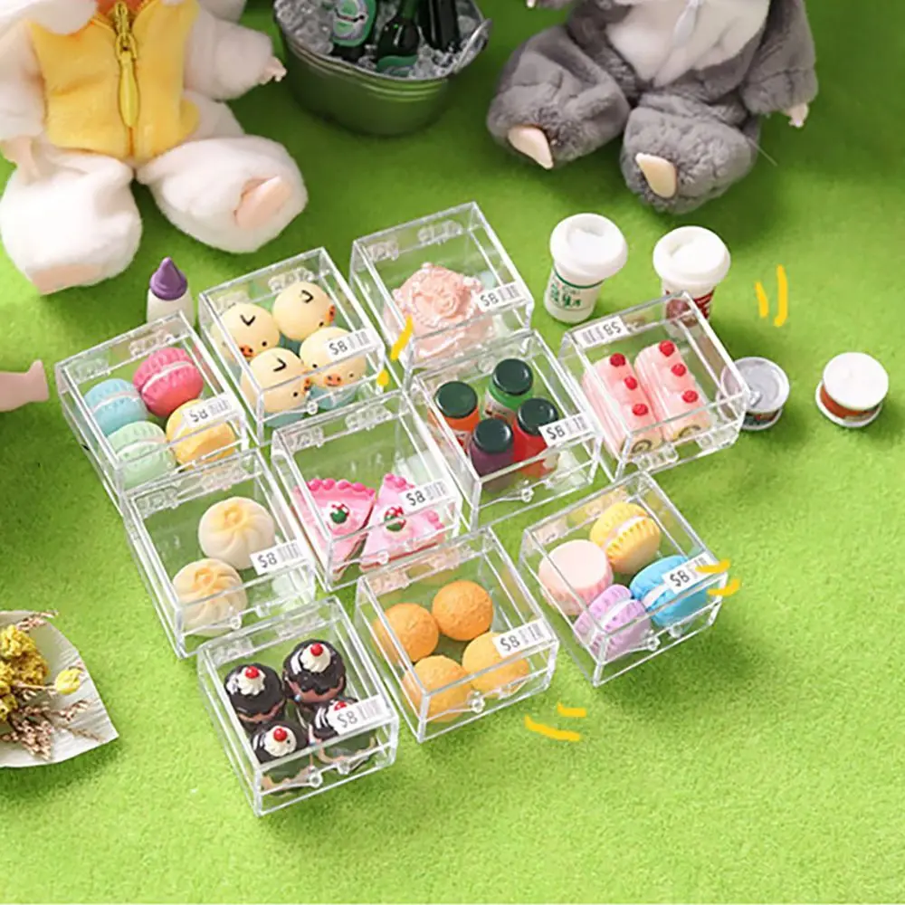 1:12 Scale Dollhouse Dessert Transparent Box Miniature Cake Doll Accessories Simulation Food Kitchen Toy Scene Model props Gift