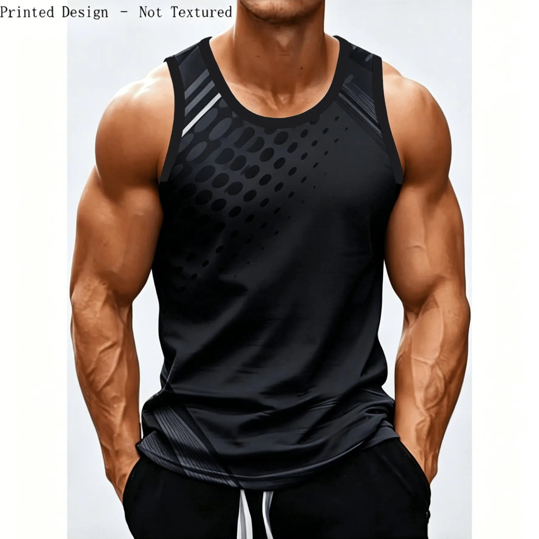 Men Gradient Dot Print Tank Top, Sleeveless Muscle Vest, Summer Gym Workout Athletic Sport Casual Beach Tank Shirt