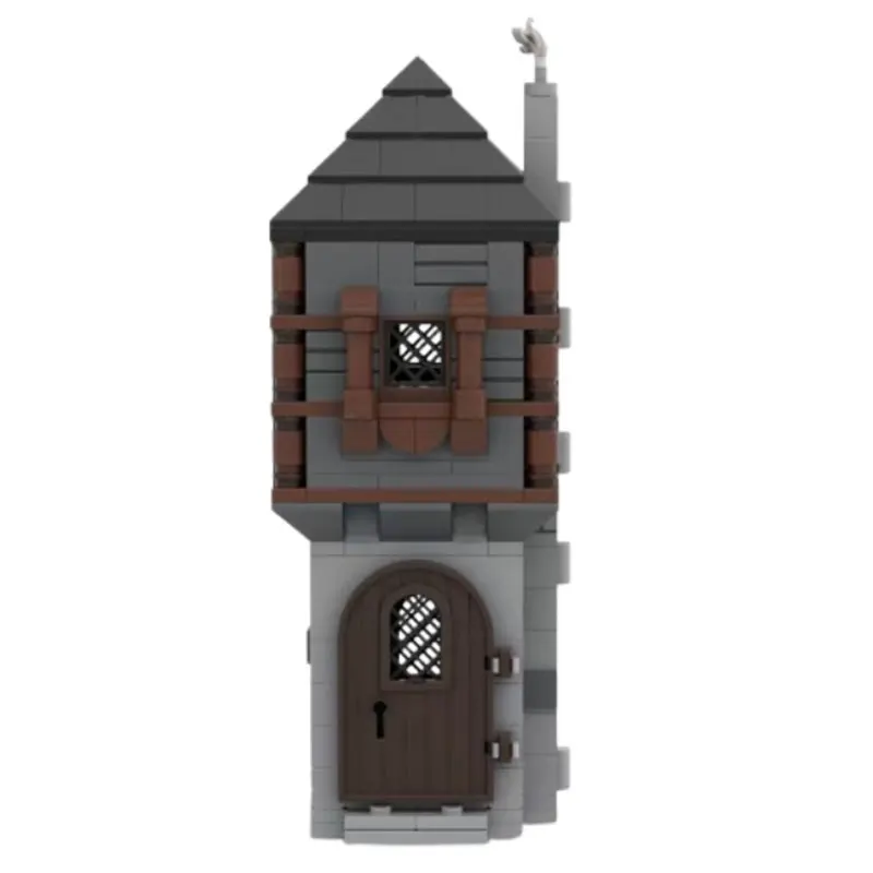 Spot MOC-228671 Mini Blue Medieval House DIY Small Particle Assembly Building Blocks Educational Toy Model Gift Set Ornaments