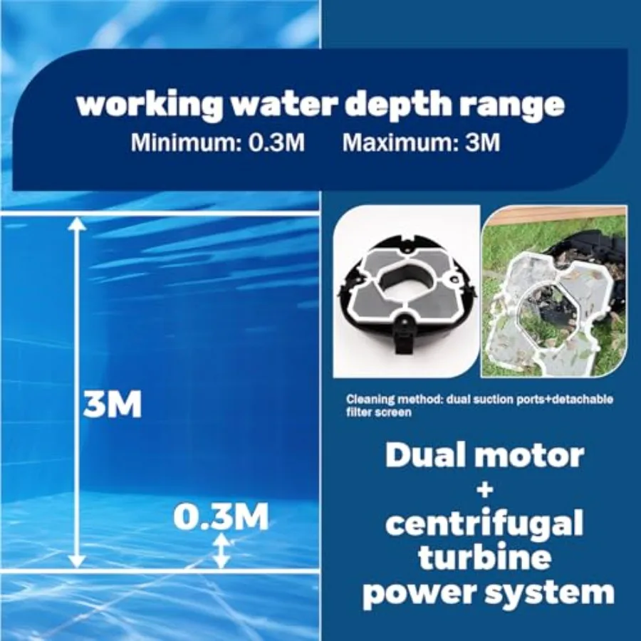 SP1 Pro Robotic Pool Cleaner مكنسة كهربائية لاسلكية لحمام السباحة مع وقت تشغيل 120 دقيقة وشحن سريع 2.5 ساعة مثالية لحمامات السباحة حتى 860 قدم مربع