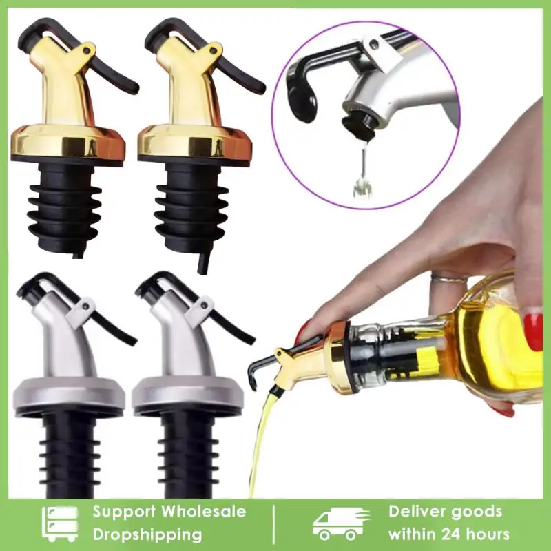 New Oil Bottle Stopper Rubber Lock Plug Seal Leak-proof Food Grade Plastic Nozzle Sprayer Liquor Dispenser Wine Pourer Barware