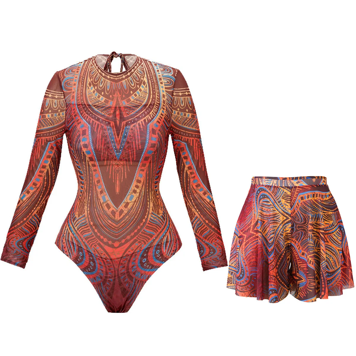 

2026 Vintage UPF50 Sheer Rash Guard One-Piece Swimsuit With Short Pants Women Sexy Sun Protection Swimwear Beachwear