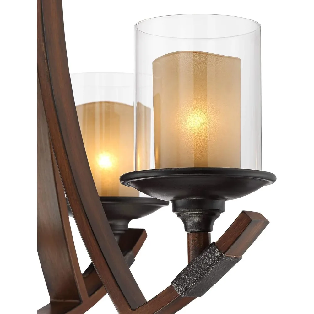 ثريا خطية من خشب الماهوجني - 8 ثريا خطية حديثة للمزرعة لجزائر المطبخ وغرف النوم #3