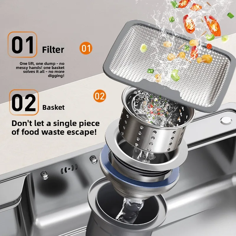 Premium Kitchen Sink Large Single Bowl 304 Stainless Steel Top Mount Basin with Pull Out Faucet Ideal Home Usage US EU Markets