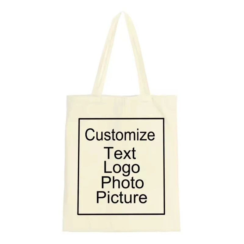Personalized Print Name Logo Picture Tote Bag Print Handbag Large Capacity Ladies Shopping Pouch Wedding Back To Gift Book Bags