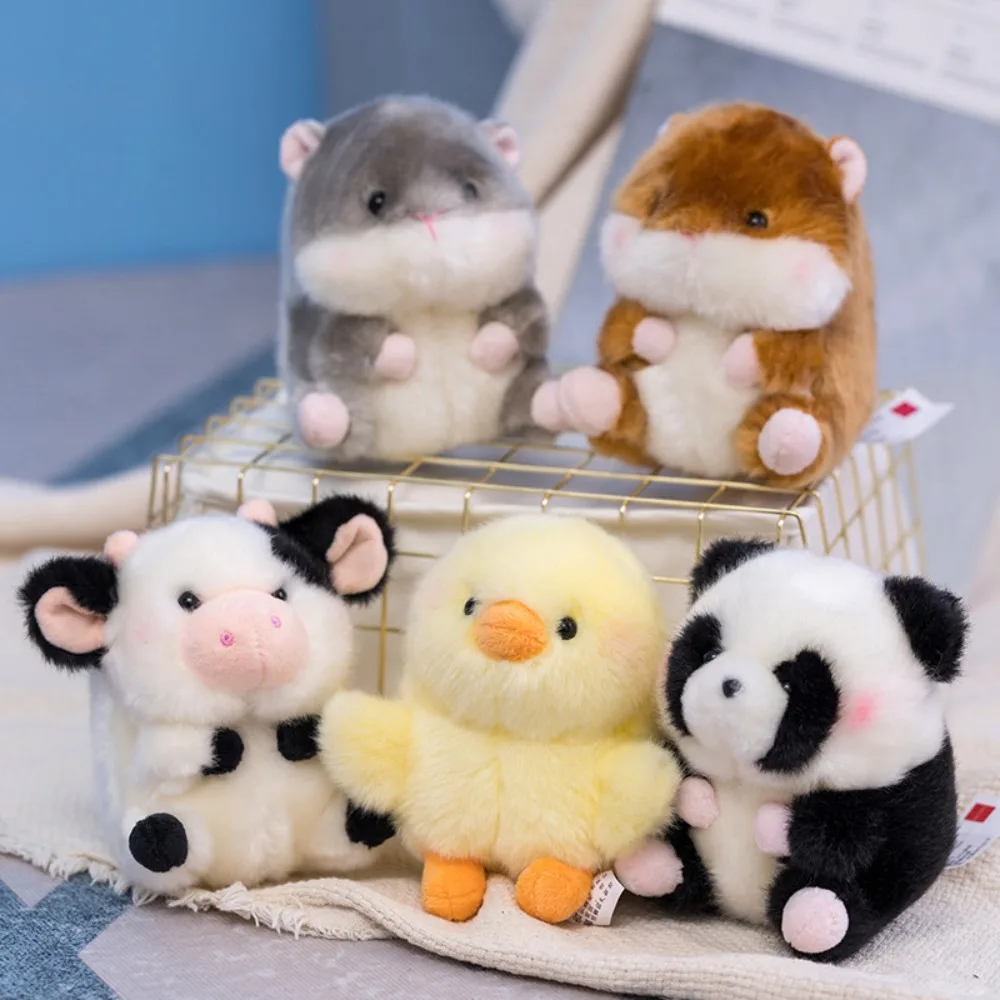 

Boutique Hamster Chicken Panda Rabbit Pig Cow doll plush toy cartoon keychain small pendant doll gift girl doll gift