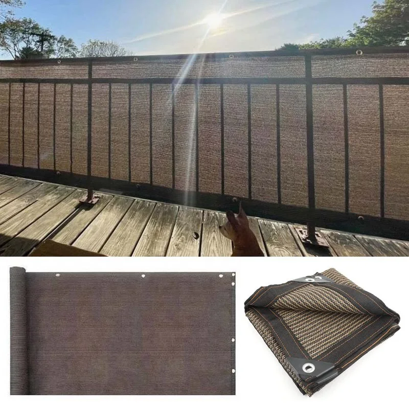 Brown Sunshade Net HDPE Balcony Privacy Screen Fence Net Gazebo Sun Shade Cloth Terrace Outdoor Pool Backyard Patio Awning