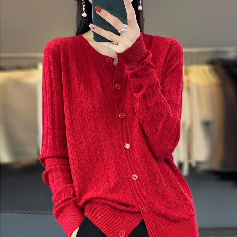 2023 New Women\'s Cardigan Women\'s Cashmere Cardigan Women\'s Sweater Cardigan Hollow out Cardigan Knitted Cardigan Cashmere Coat