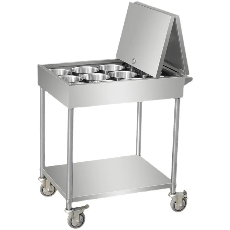Stainless Steel Condiment Cart Commercial Restaurant Movable Condiment Cart Kitchen Condiment Table Movable Dining Cart Trolley