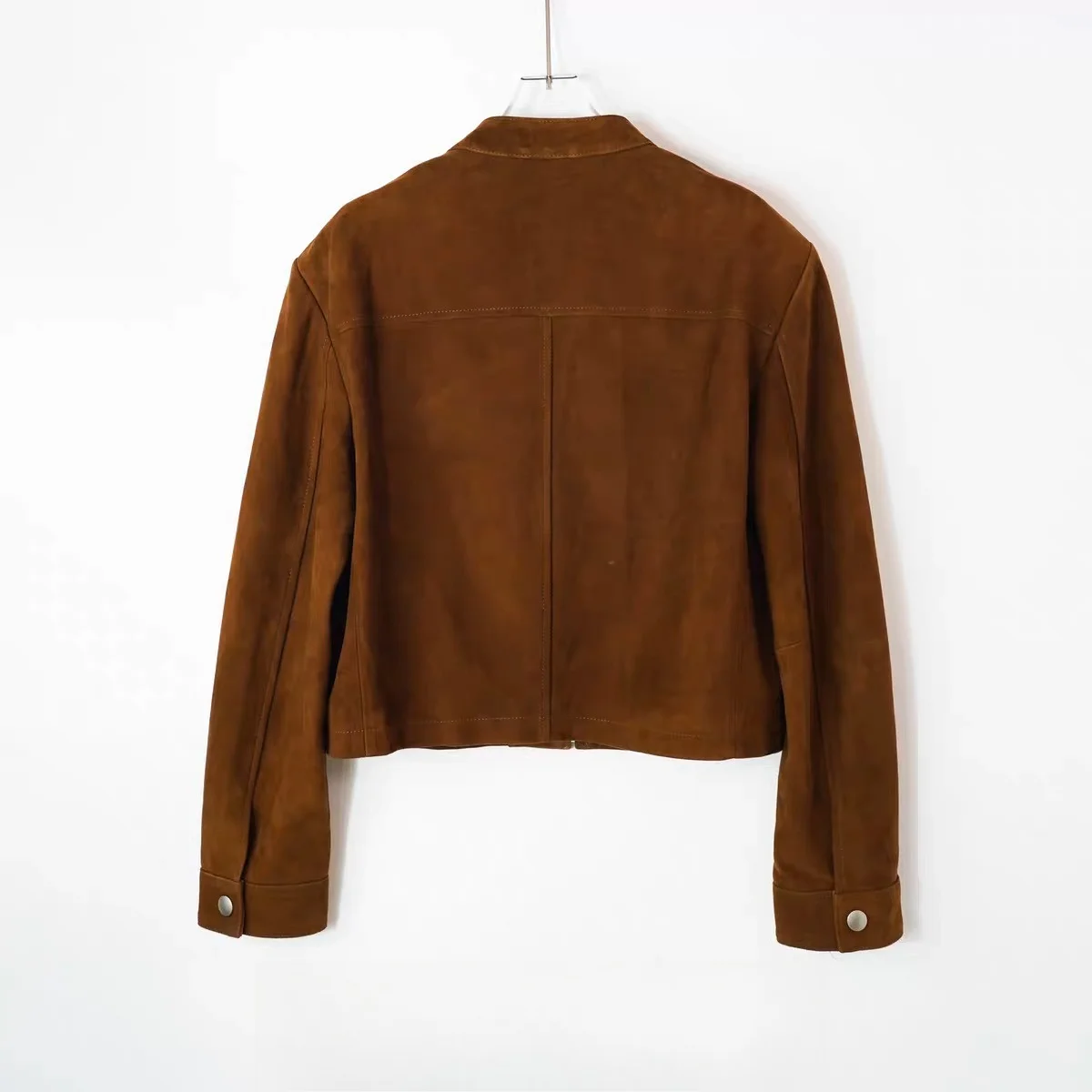 سترة جلدية عالية الجودة للنساء 2025 س الرقبة الكشمير معطف جلد الغزال الإناث التخسيس تنوعا Jaqueta الشارع الشهير