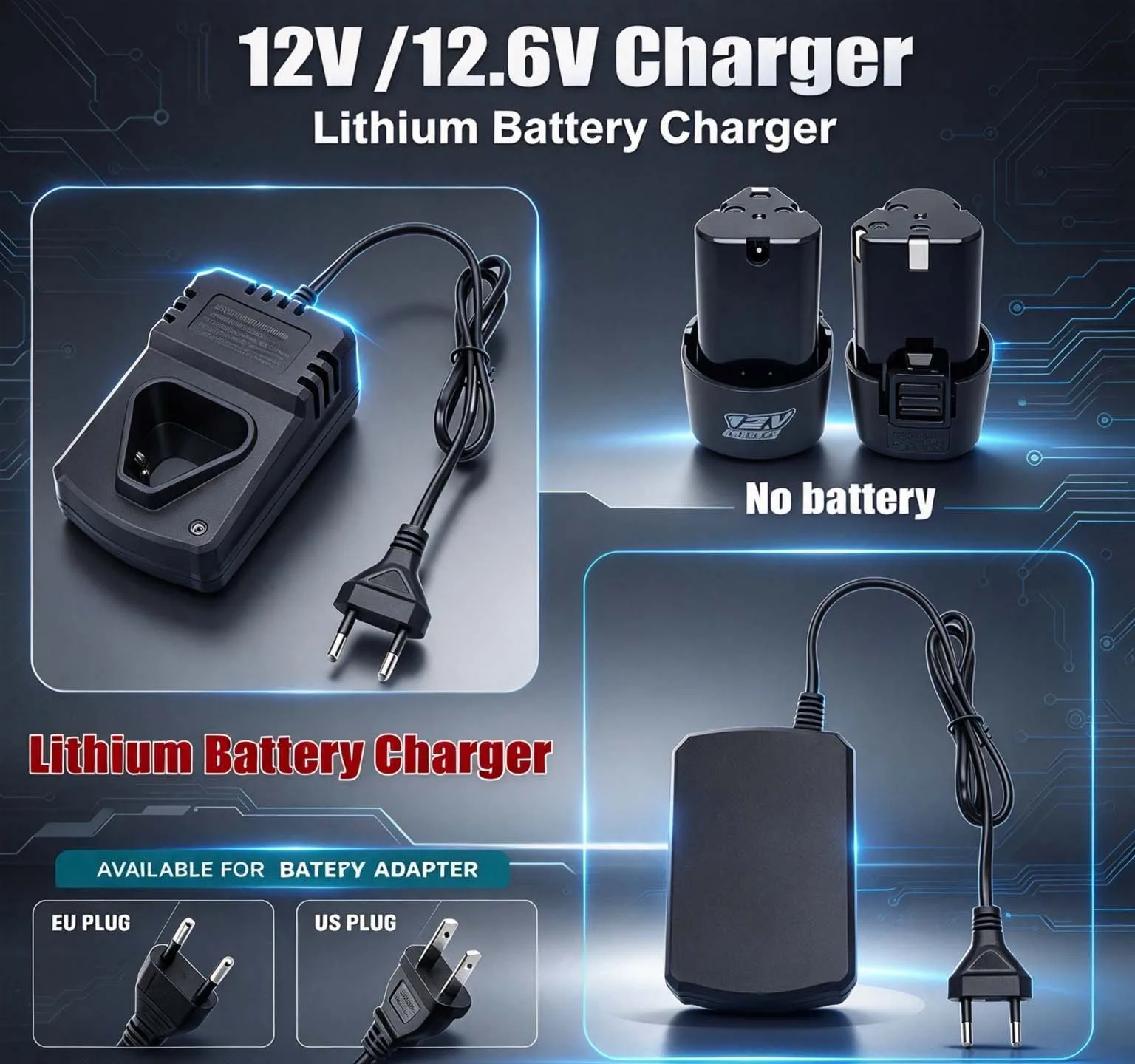 Universal Electric Drill Charger Dc 12V/12.6V US EU Li-lon Rechargeable Chargei Support100-240V For Drill Electrical Wrench Tool