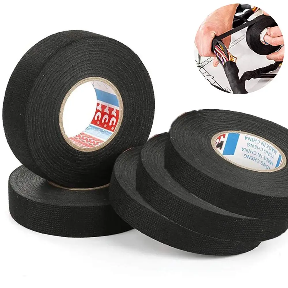 15/25M Electrical Cable Fixed Loom Wrapping Tape Cloth Fabric Wire Harness Tape Adhesive Heat-resistant