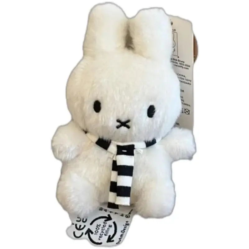 Kawaii Miffys Cute Striped Rabbit Scarf Pendant Keychain Plush Doll Super Cute Mini White Rabbit Bag Decoration Festival Gift