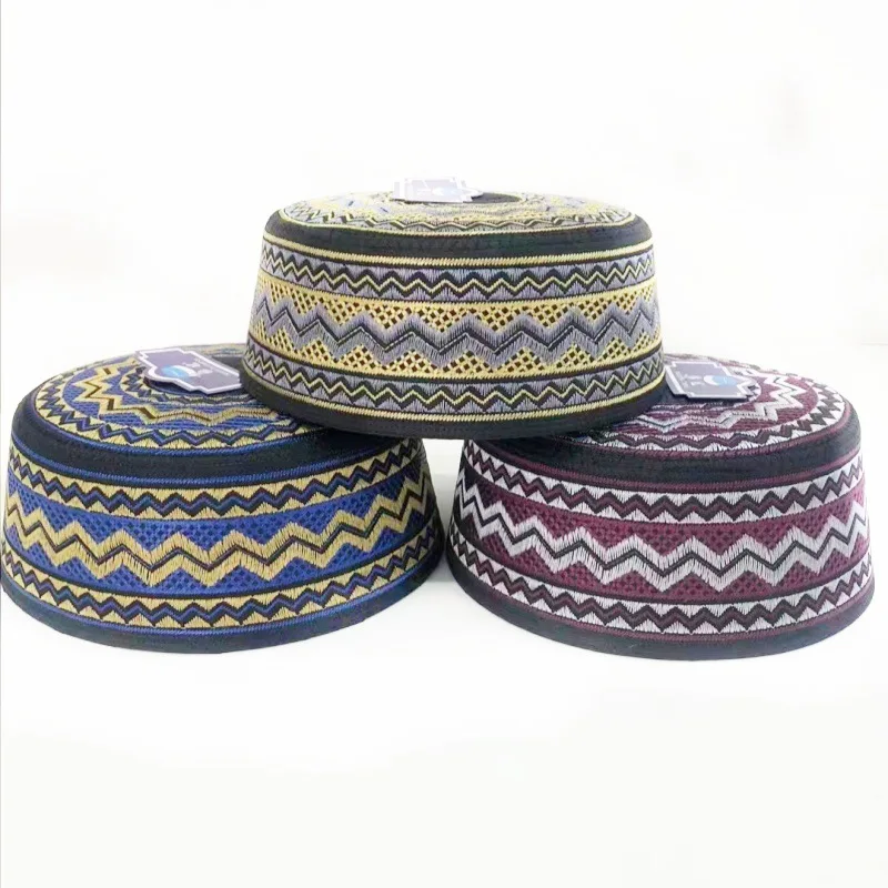 Fashion Muslim Men Yarmulke Embroidered Muslim Prayer Hat Saudi Arabia Islamic Hat Turban Jewish Cap Hui Nationality Wedding Hat