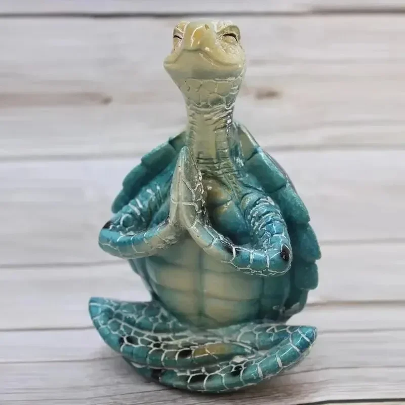 Yoga Sit Meditation Sea Turtle Artwork Decorations Mini Meditation Desktop Decor Buddha Zen Yoga Frog Garden Statue Ornament