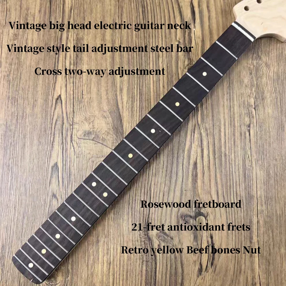 High-End Customized Vintage Electric Guitar Neck Big Head Style Matte Finish 21 Frets Rosewood Fingerboard