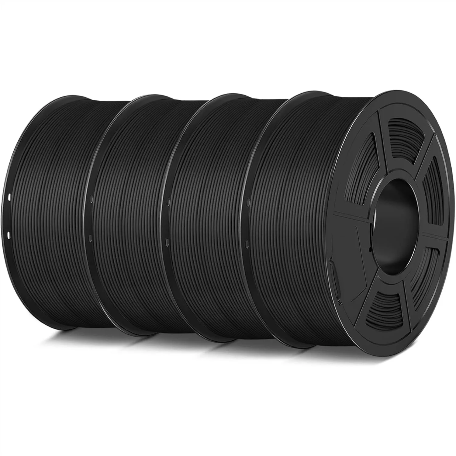 

PLA Matte 3D Printer Filament Bundle 1.75mm, Neatly Wound with Smooth Finish, 4kg (4x1kg Spools) for FDM Printers, Black