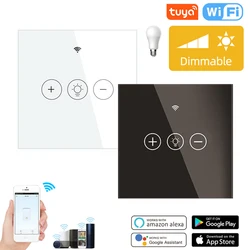 Interruptor de atenuación inteligente con WIFI para el hogar, luz LED táctil de pared con Control de voz por aplicación Smart Life, funciona con Alexa y Google Home, Tuya