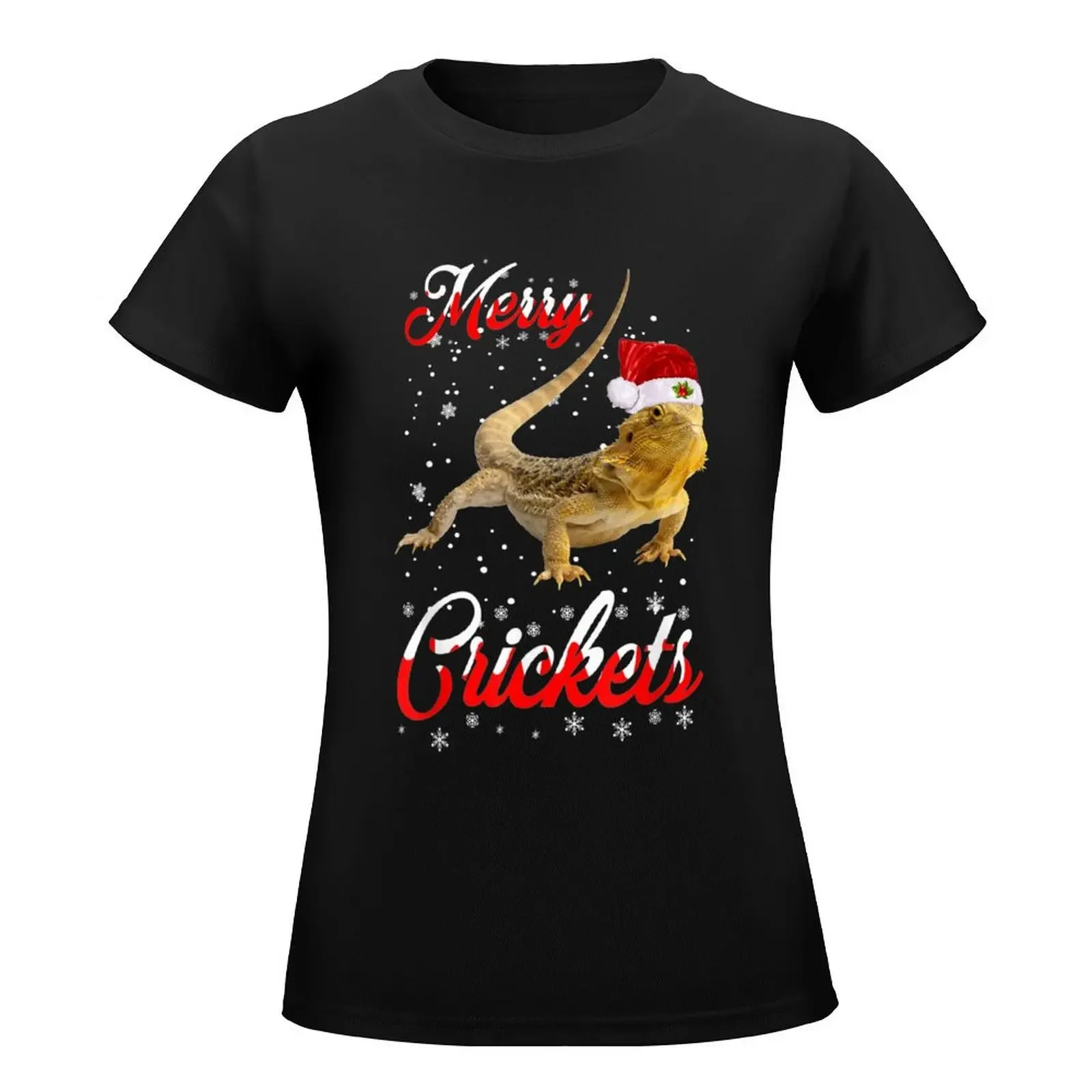 Funny Bearded Dragon ChristmasMerry Crickets Gift T-Shirt summer tops cute clothes kawaii clothes anime clothes Women's clothing