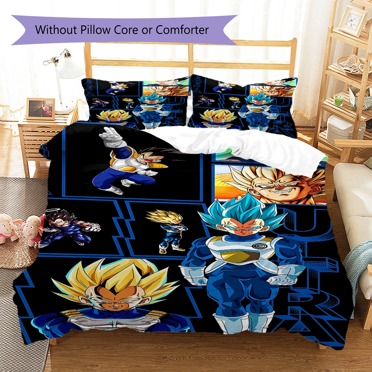 Dragon Ball Z 3pcs Bedding Set, Duvet Cover with 2 Pillowcases, Digital Printed, No Insert, Gift -HYQ11