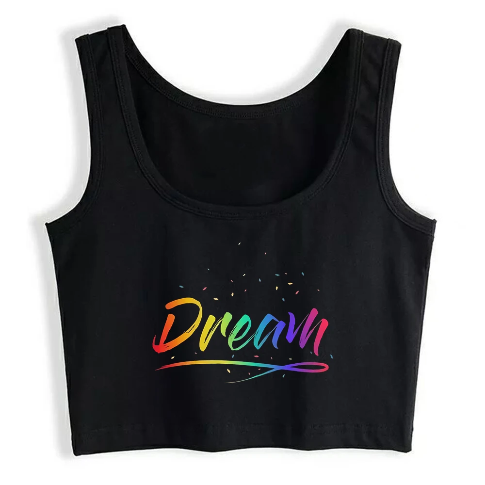 Rainbow Dream Design Sexy Slim Fit Crop Top Women's Fashion Novel Cotton Breathable Tank Tops Gym Fitness Camisole