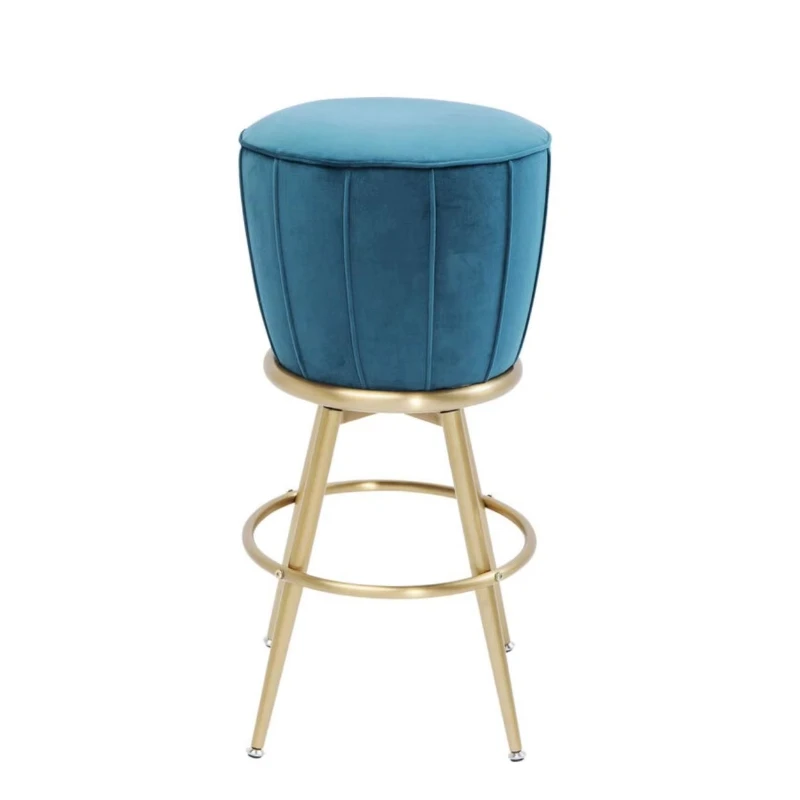 

Luxury modern style velvet fabric gold bar stool with foot pedals, durable