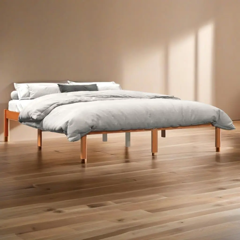 Bed Frame without Mattress Wax Brown 160x200 cm Solid Wood Pine